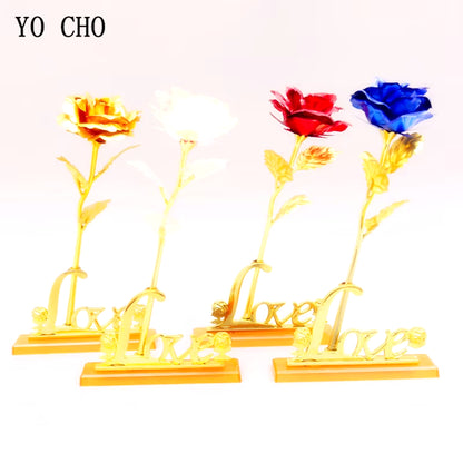 YO LUXE 24K Plated Rose Artificial Flower 24K Foil Rose Infinity Box Valentine's Day Romantic Gift"