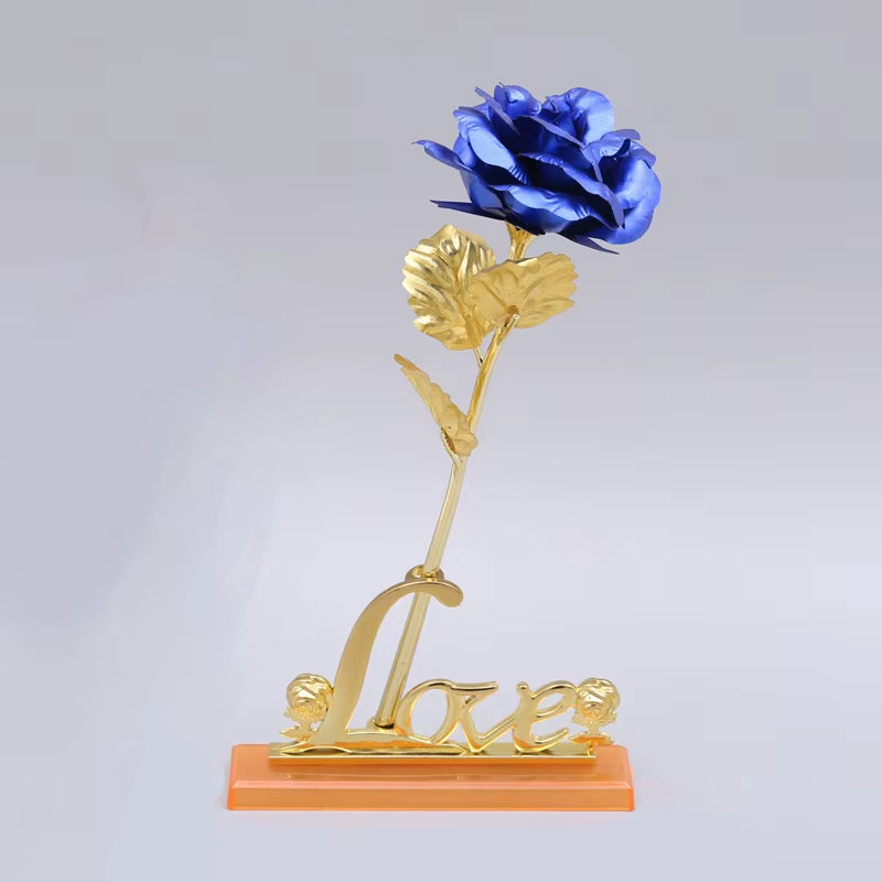 YO LUXE 24K Plated Rose Artificial Flower 24K Foil Rose Infinity Box Valentine's Day Romantic Gift"