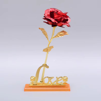 YO LUXE 24K Plated Rose Artificial Flower 24K Foil Rose Infinity Box Valentine's Day Romantic Gift"