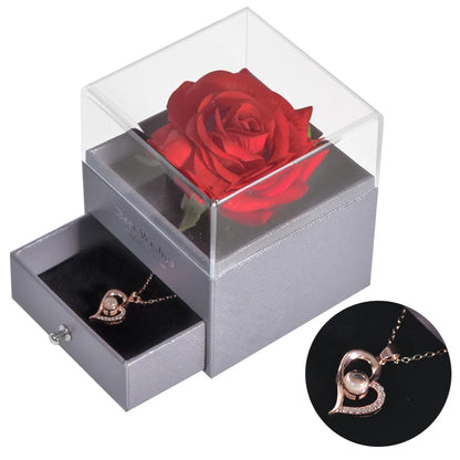 Timeless Bloom Everlasting Rose Jewelry Box 100 Languages I Love You Necklace Valentine Gift for Her