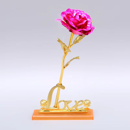 YO LUXE 24K Plated Rose Artificial Flower 24K Foil Rose Infinity Box Valentine's Day Romantic Gift"