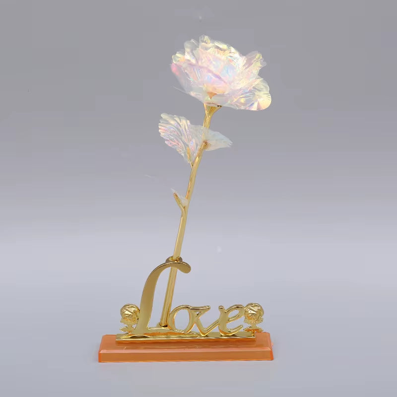 YO LUXE 24K Plated Rose Artificial Flower 24K Foil Rose Infinity Box Valentine's Day Romantic Gift"