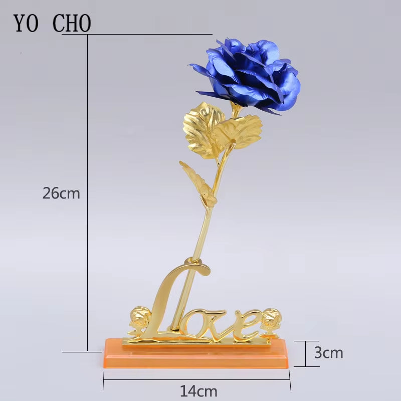 YO LUXE 24K Plated Rose Artificial Flower 24K Foil Rose Infinity Box Valentine's Day Romantic Gift"