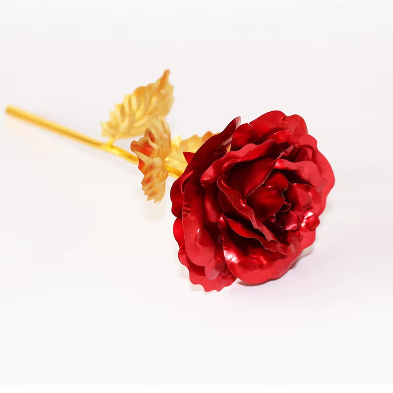 YO LUXE 24K Plated Rose Artificial Flower 24K Foil Rose Infinity Box Valentine's Day Romantic Gift"