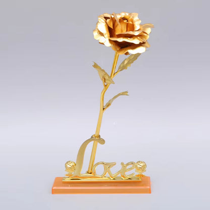 YO LUXE 24K Plated Rose Artificial Flower 24K Foil Rose Infinity Box Valentine's Day Romantic Gift"